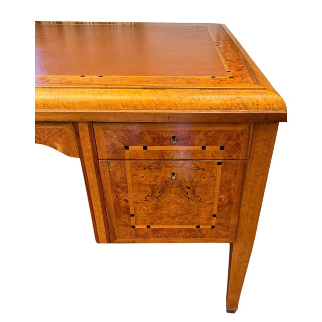 Antique Art Deco Burl Ash Writing Table Desk.