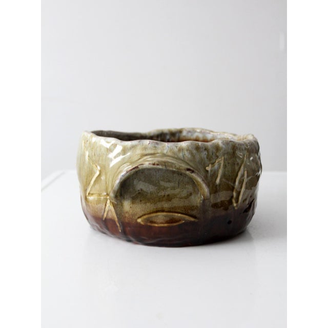 Green Vintage Studio Pottery Bowl For Sale - Image 8 of 11
