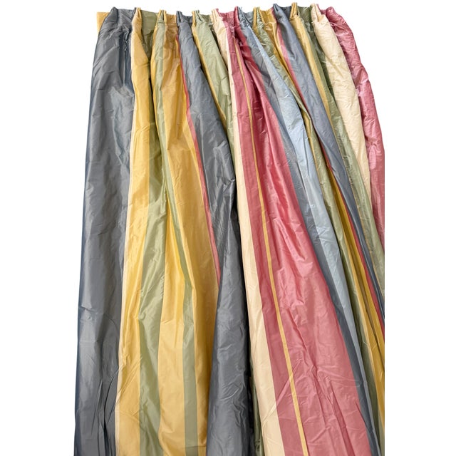 Huge Clarence House Silk Stripe Drapery Panel - 1 of 10 Available. It measures 40” wide at the top and 120” wide at the...
