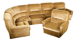 Vintage Modular Velvet Sofas and Armchairs, 1960s, Set of 6