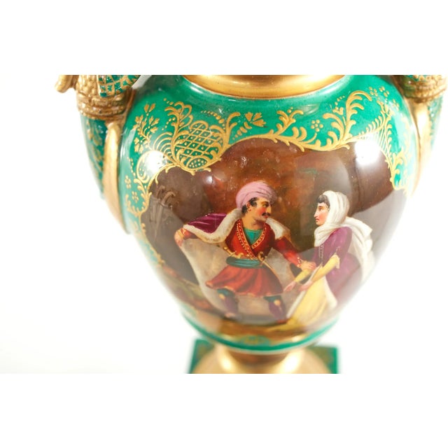 19th Century Gilt Porcelain / Brass Bass Table Lamps - a Pair For Sale - Image 12 of 13