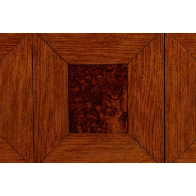 2020s Old-World Marquetry Credenza, 86" - Walnut and Oak With Burl-Inset For Sale - Image 5 of 12