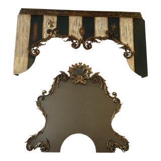 1990s Head Board and French Chateau Crown Bed Canopy For Sale