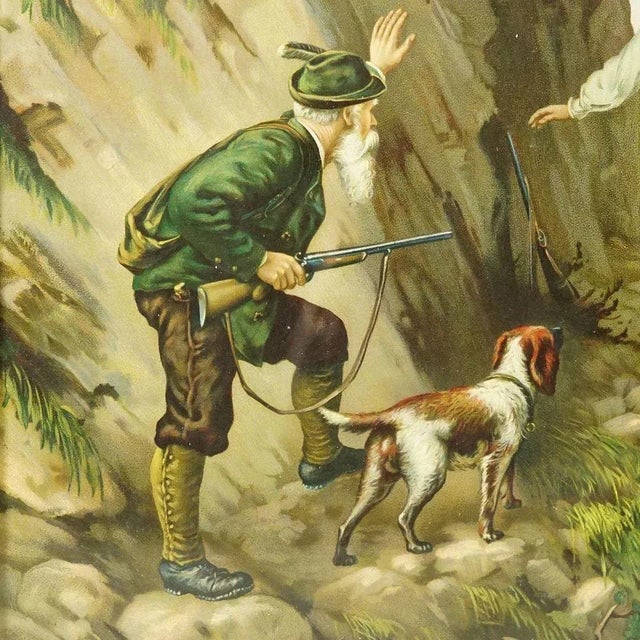 After Josef Ringeisen, Dramatic Poacher Scene, Oil Print, Framed For Sale - Image 4 of 8