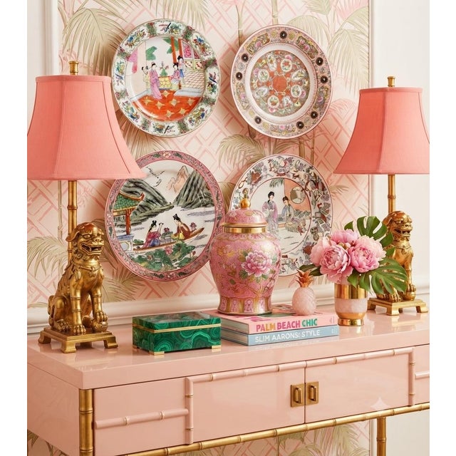 Coalport Porcelain Plate Collection Vintage Chinese Famille Rose Chinoiserie Plates – Set 4 Pink & Pastel - Palm Beach Regency, Cottagecore & Grandmillennial - See Pics! For Sale - Image 4 of 7