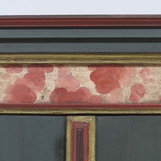 Folk Art Painted Rustic Farmhouse Bridal Cabinet For Sale - Image 4 of 14