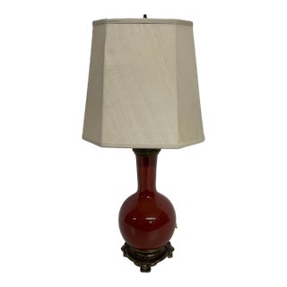 Vintage Oxblood Red Ceramic Table Lamp For Sale