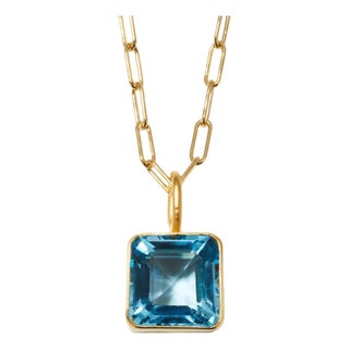 Mini Charm Necklaces, (Blue Topaz) For Sale