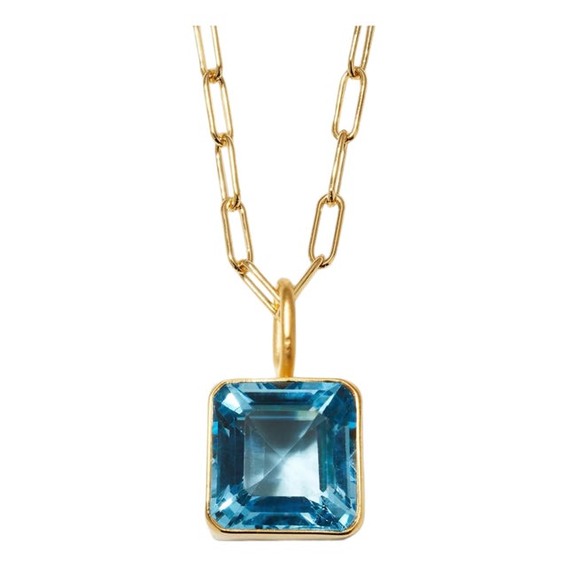 Mini Charm Necklaces, (Blue Topaz) For Sale
