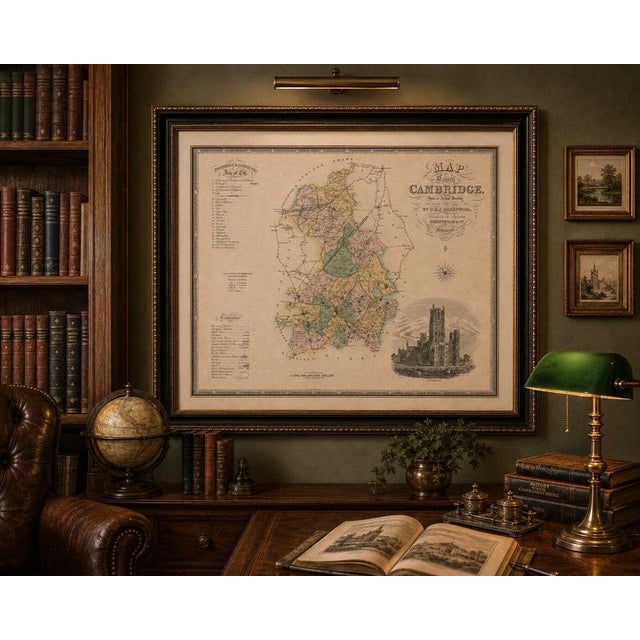 Antique Map of Cambridgeshire with Ely Cathedral by Greenwood, 1834 For Sale - Image 11 of 12