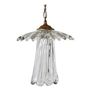 Vintage Ercole Barovier for Murano Style Glass Pendant Light Fixture For Sale