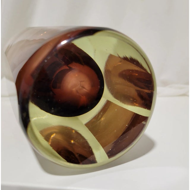 Glass Vintage Geometric Deep Amethyst Sommerso Glass Vase For Sale - Image 7 of 11