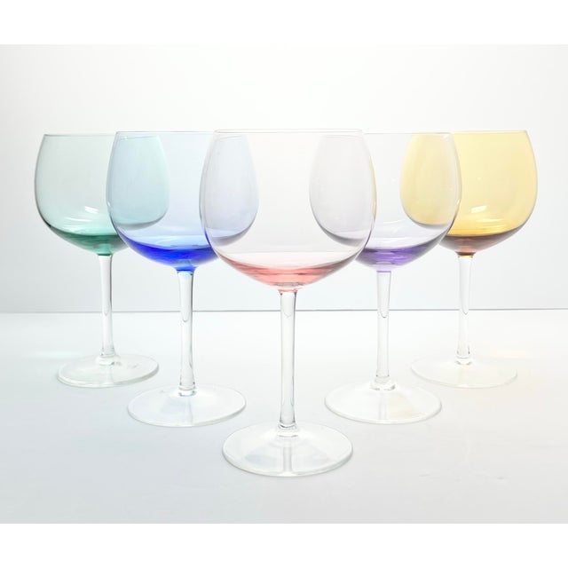 Set of 5 Colorful Balloon Wine, Water or All Purpose Glasses 7 1/8” 15oz Excellent condition. No chips, cracks, or...