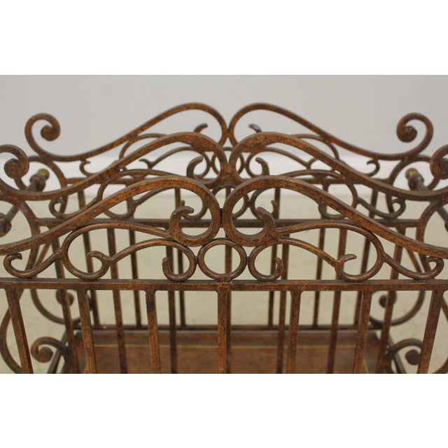 Wrought Iron & Leather Wrapped Magazine Rack For Sale - Image 11 of 13