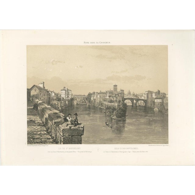 After Bayot, Rome Tiber Island & Ponte Rotto, San Bartolomeo, 1869, Print For Sale - Image 10 of 10
