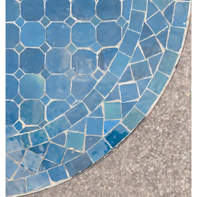 24" Blue Petrol Moroccan Mosaic Table For Sale In Orlando - Image 6 of 7