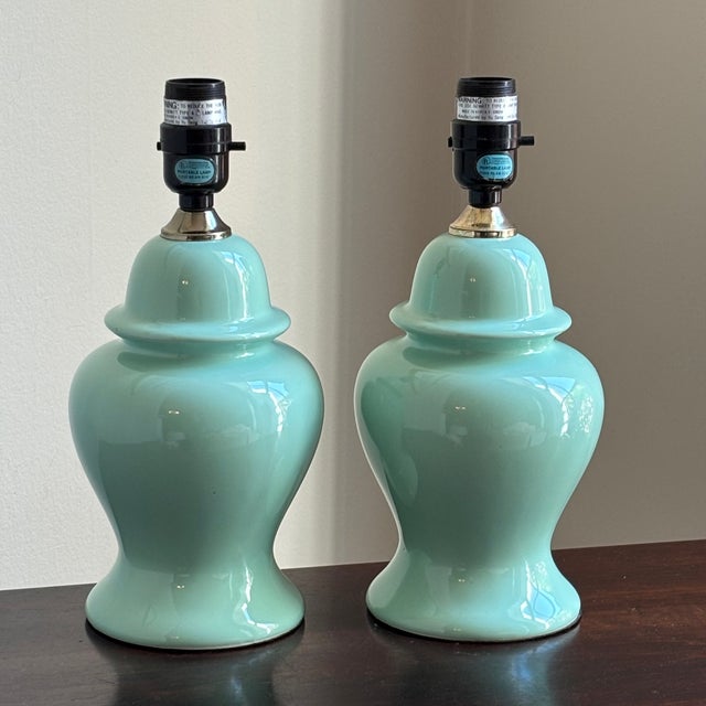 Late-20th Century Ceramic Ginger Jar Table Lamps — A Pair For Sale - Image 9 of 12