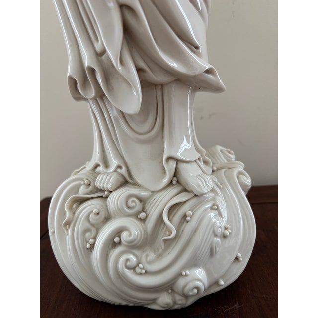 Ceramic Large 19” Vintage Blanc De Chine Porcelain Bodhidharma Damo Statue For Sale - Image 7 of 10