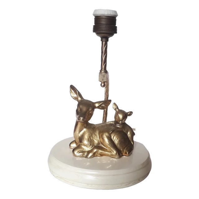 Vintage Table Lamp with Deers, 1960s For Sale