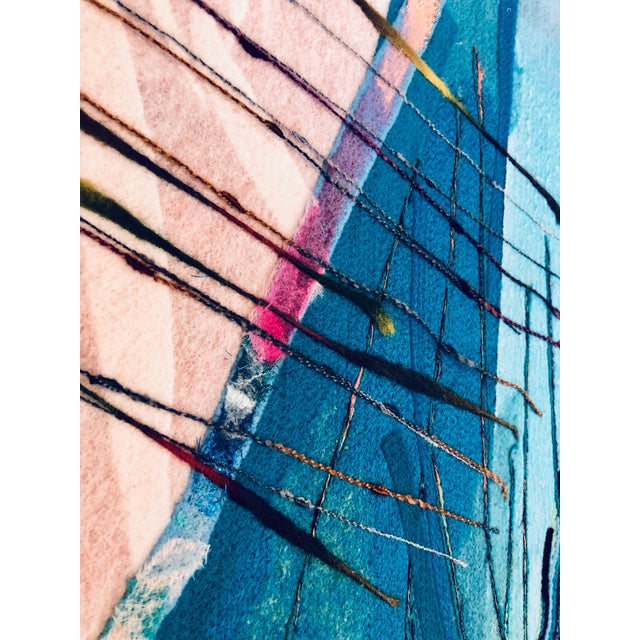 Smadar Livne, Fiber Art Collage Israeli Modernist Vibrant Colorful Tapestry Wall Hanging Rug, 1994 For Sale - Image 9 of 11