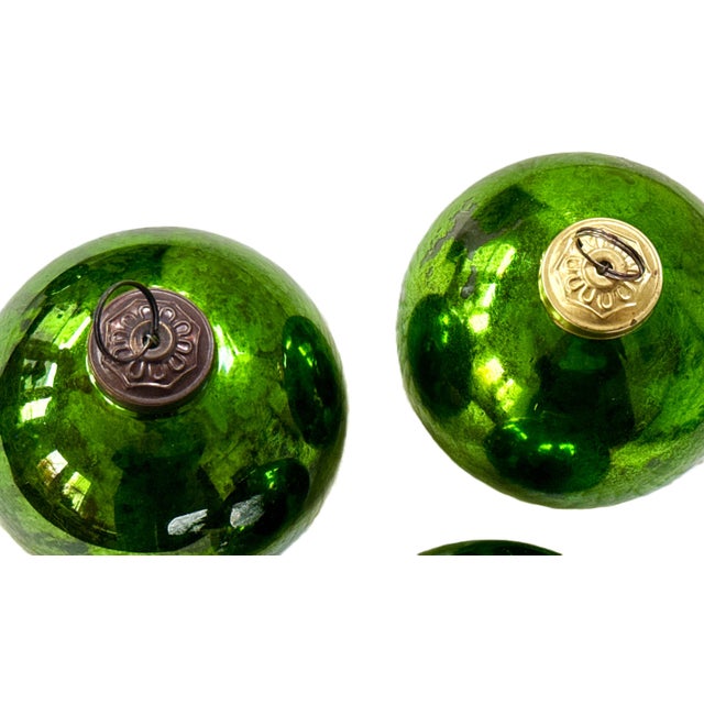 Green Kugel Ornaments - 1900's - Set of 4 For Sale - Image 12 of 13