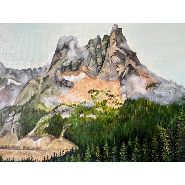 This is a sweet little acrylic painting of a beautiful mountain landscape. Perfect for your gallery wall.