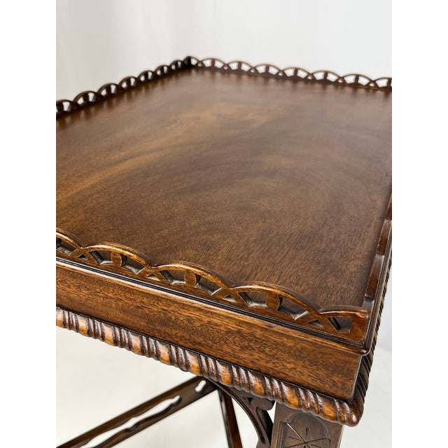 Henredon Historic Natchez Collection Chippendale Style Fretwork Silver Table / Tea Table For Sale - Image 13 of 14