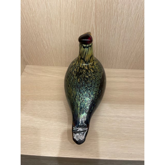 Mid-Century Modern Late 20th Century Oiva Toikka Art Glass Bird Capercaillie Male Wood Grouse, Signed O. Toikka Nuutajärvi For Sale - Image 3 of 9
