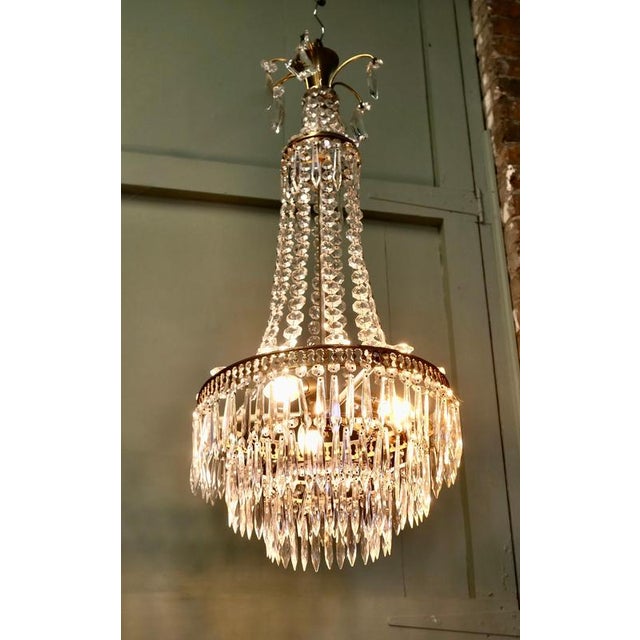 1930s Large French Empire Tent and Waterfall Chandelier, 1930 For Sale - Image 5 of 9