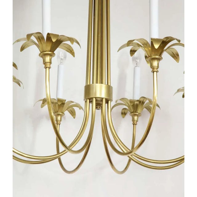 1950s Eight-Arm Italian Solid Brass Flower Chandelier For Sale - Image 12 of 13