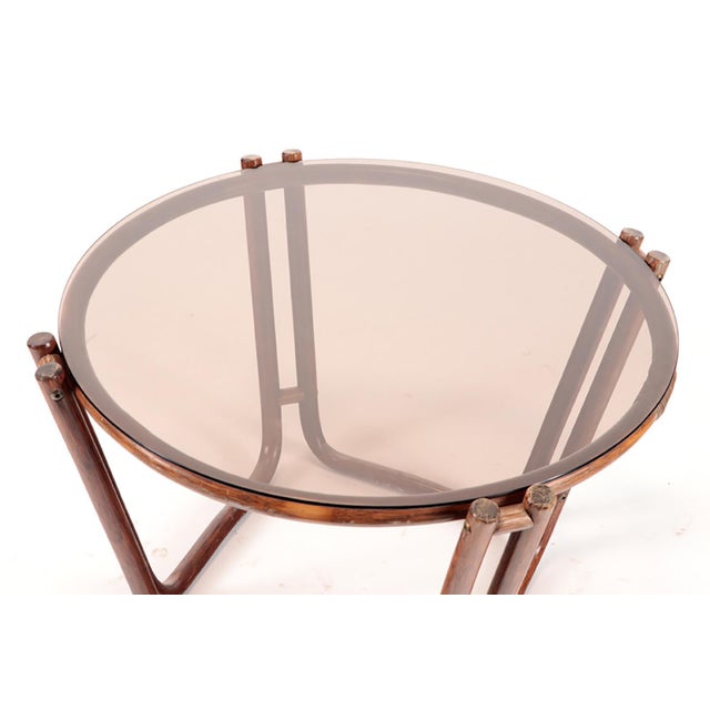 Rattan Glass-Top Table in the Secessionist Manner.