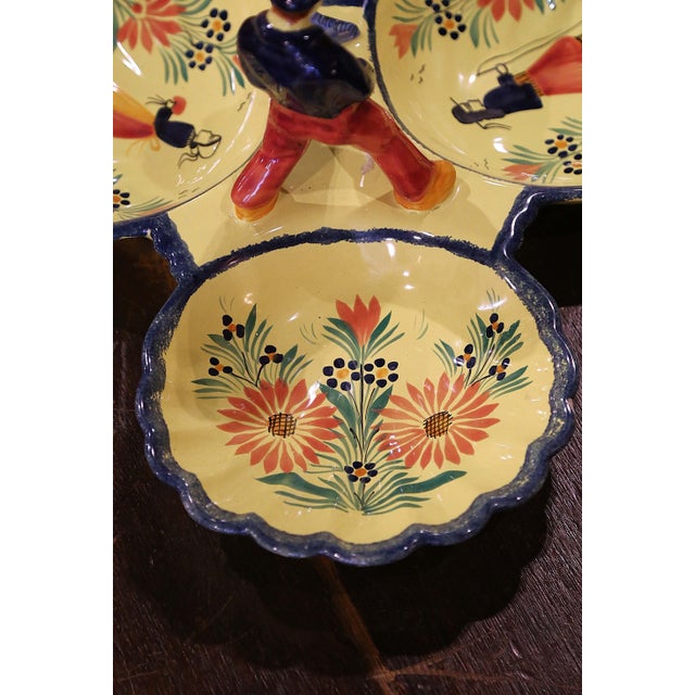Yellow Mid-20th Century French Hand Painted Faience Dish Signed Hb Quimper For Sale - Image 8 of 11