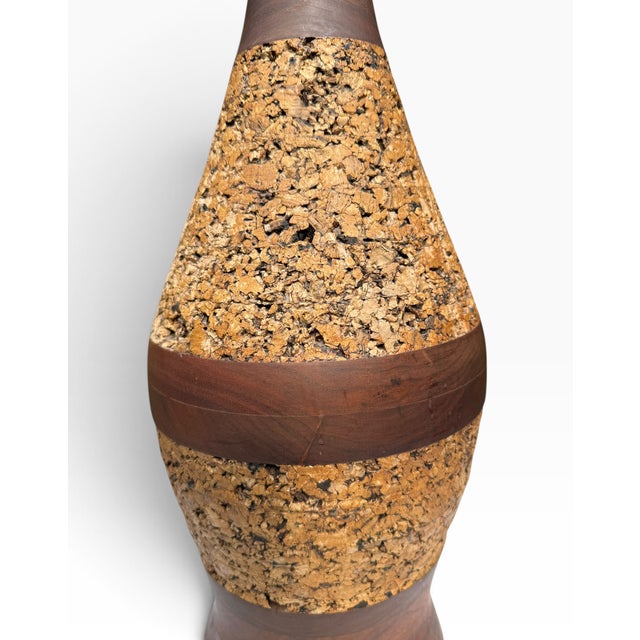 Wood 1960s Mid-Century Modern Teak & Cork Genie Bottle Style Table Lamp For Sale - Image 7 of 17