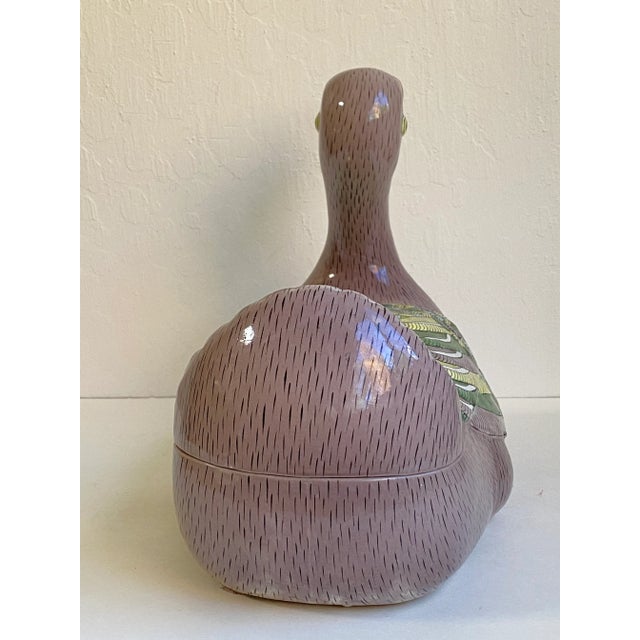19th Century Chinese Export Style Hand Painted Porcelain Bird Covered Dish For Sale - Image 4 of 13