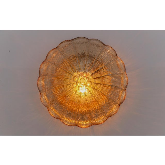 Lovely Mid-Century Modern Amber Bubble Glass Flush Mount Lamp, 1960s The lamp comes with 1x E27 Edison screw fit bulb...