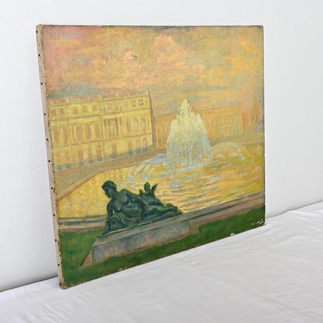French Vintage Robert Mahias Painting, Versailles at Sunset For Sale In Baton Rouge - Image 6 of 10