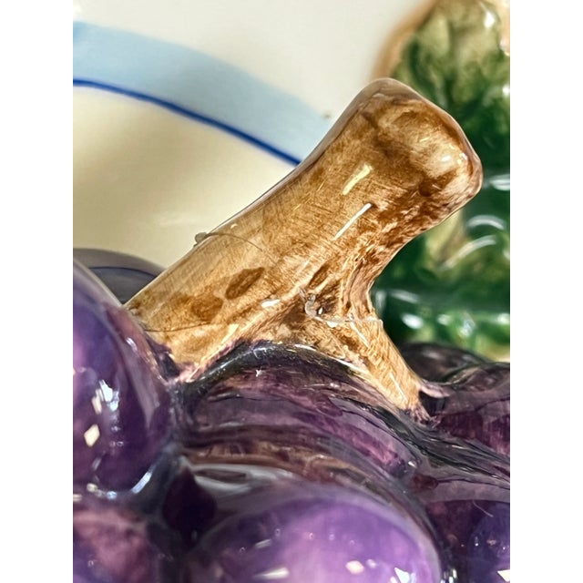 Vintage Bella Casa by Ganz Decorative Majolica Ceramic Grape Plate For Sale - Image 12 of 12