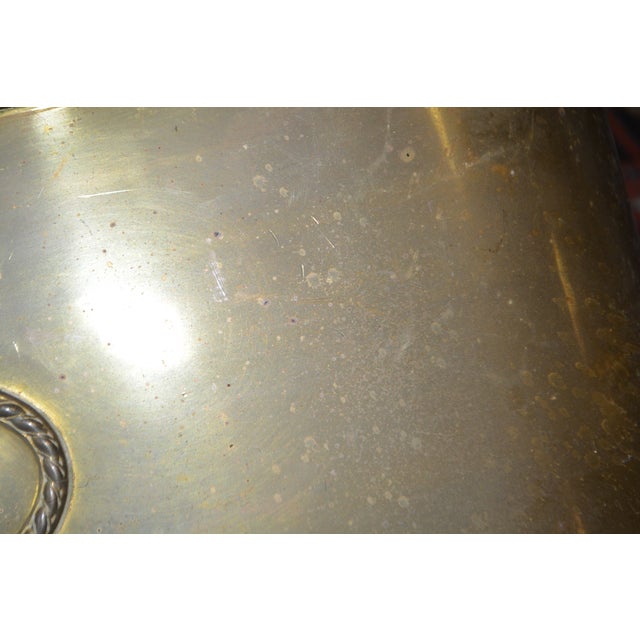 English Brass Small Curved Fireplace Fender With Oval Emblems For Sale - Image 13 of 17