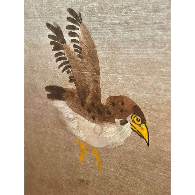 Wood Vintage Late 20th-Century Chinoiserie 4-Panel Folding Tabletop Screen - Bird and Bamboo Motif For Sale - Image 7 of 17