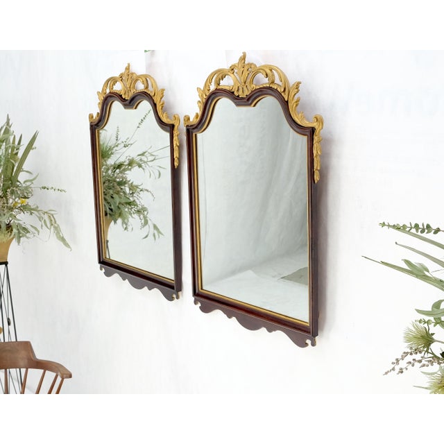Gold Pair of Neoclassical Chippendale Carved Gold Gilt Mahogany Wall Mirrors MINT! For Sale - Image 8 of 9