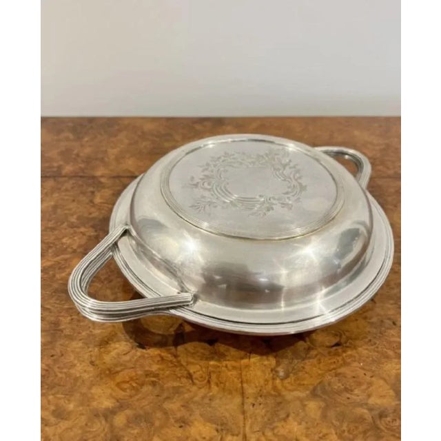 1900 - 1909 Antique Edwardian Silver Plated Circular Entree Dish, 1900s For Sale - Image 5 of 6