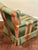 1980s Green & Coral Striped Upholstered Club Chair, Palm Beach Style For Sale - Image 5 of 12
