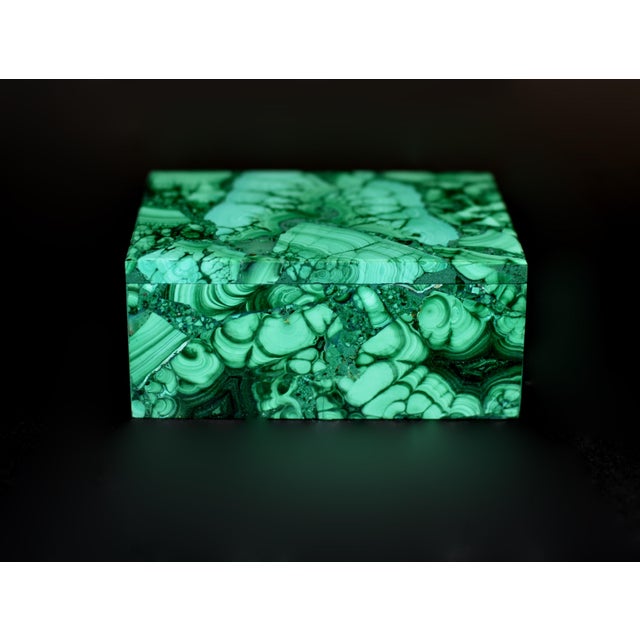 2020s Malachite Box Natural Gemstone Butterfly For Sale - Image 5 of 16