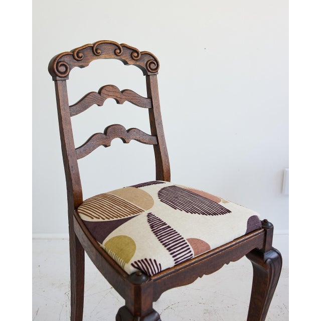 19th Century Set of Six French Provincial Oak Ladder-Back Dining Chairs W/ Upholstered Seats For Sale - Image 5 of 18