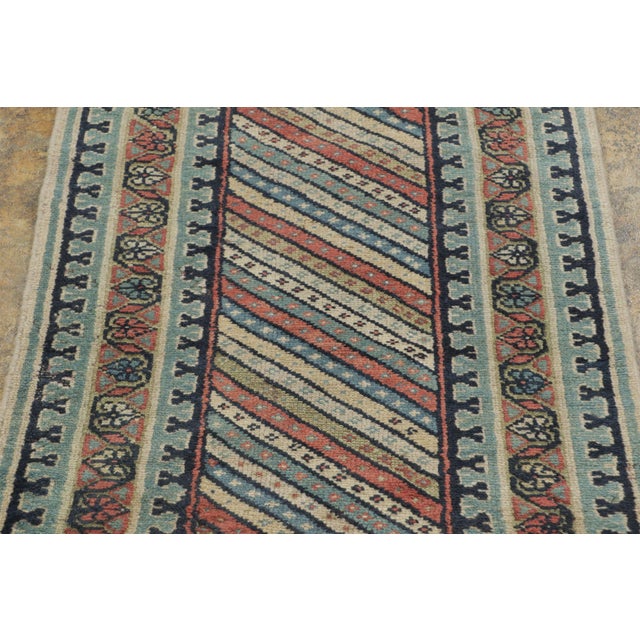 Rug & Kilim Antique Persian Kurdish Runner Rug With Linear Geometric Design - Rug & Kilim For Sale - Image 4 of 7