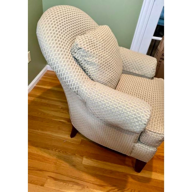 Shabby Chic Custom Ethan Allen Neutral Patterned Club Chair With Down-Blend Cushioning For Sale - Image 3 of 12
