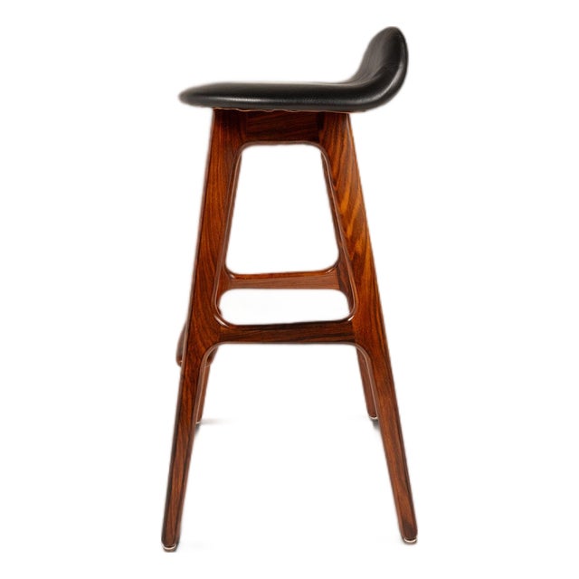 Danish Mid-Century Modern Model Od-61 Counter Height Bar Stool in Rosewood & Leather by Erik Buch for o.d. Mobler, Denmark, 1960's For Sale
