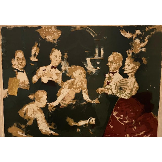Jack Levine Jack Levine, Jack Levine American Modernist Social Realist WPA Artist Lithograph Dinner Party, Circa Mid - Late 1900's For Sale - Image 4 of 6