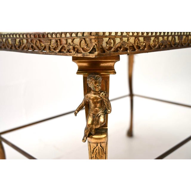 Brown Vintage French Brass and Onyx Coffee Table, 1920 For Sale - Image 8 of 11