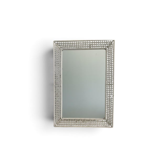 Off-white Wicker and Rattan Rectangular Mirror 1950 For Sale - Image 8 of 16